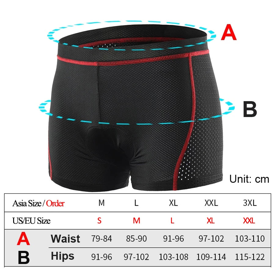 Men's NEWBOLER Breathable 5D Gel Pad Shockproof Cycling Shorts.