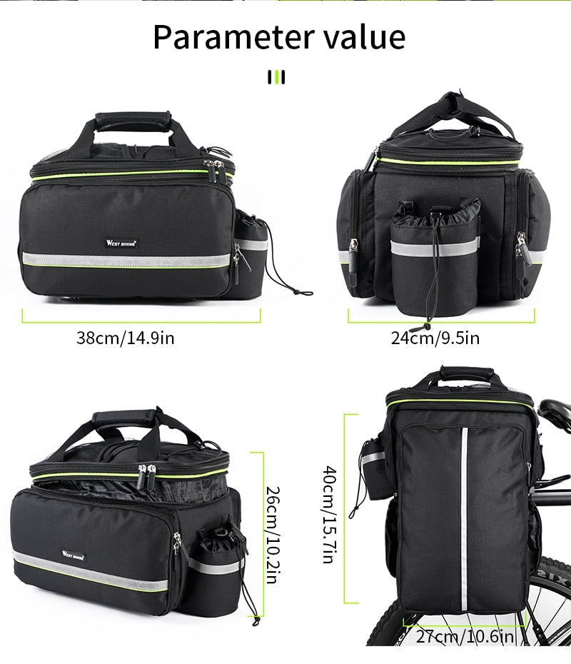 Waterproof 3 in 1rear bike bag. Reflective, 20L capacity