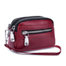 Women's Genuine Leather  Double Zipper Purse