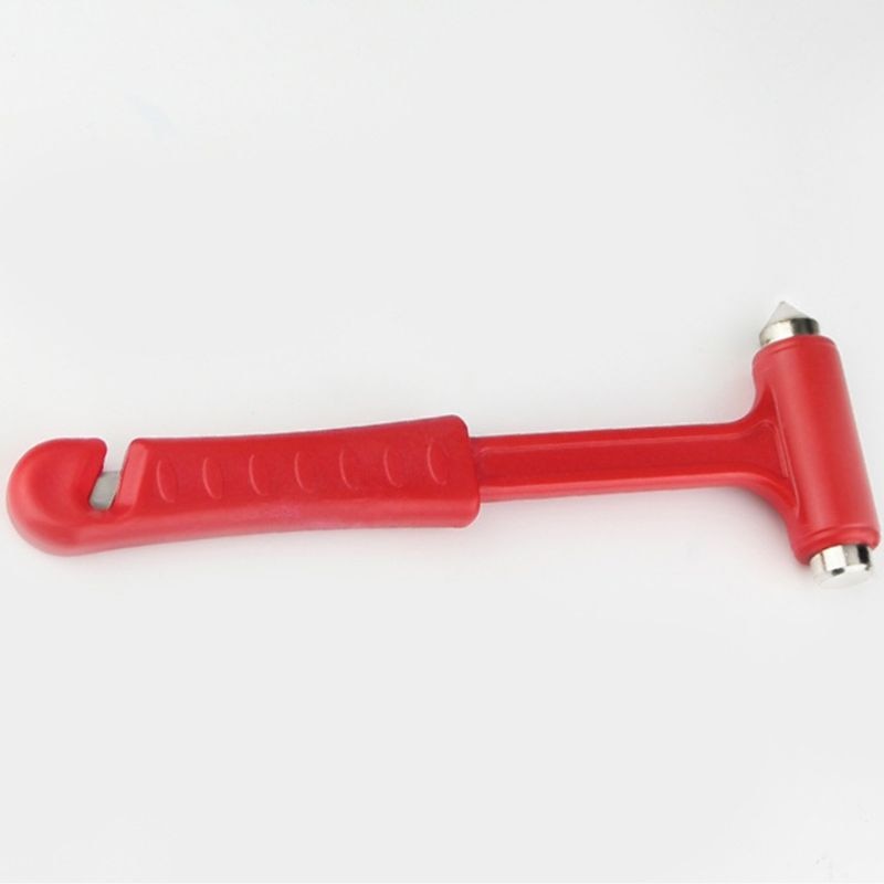 Mini car safety hammer for quick cutting seat belt and window glass breaker.