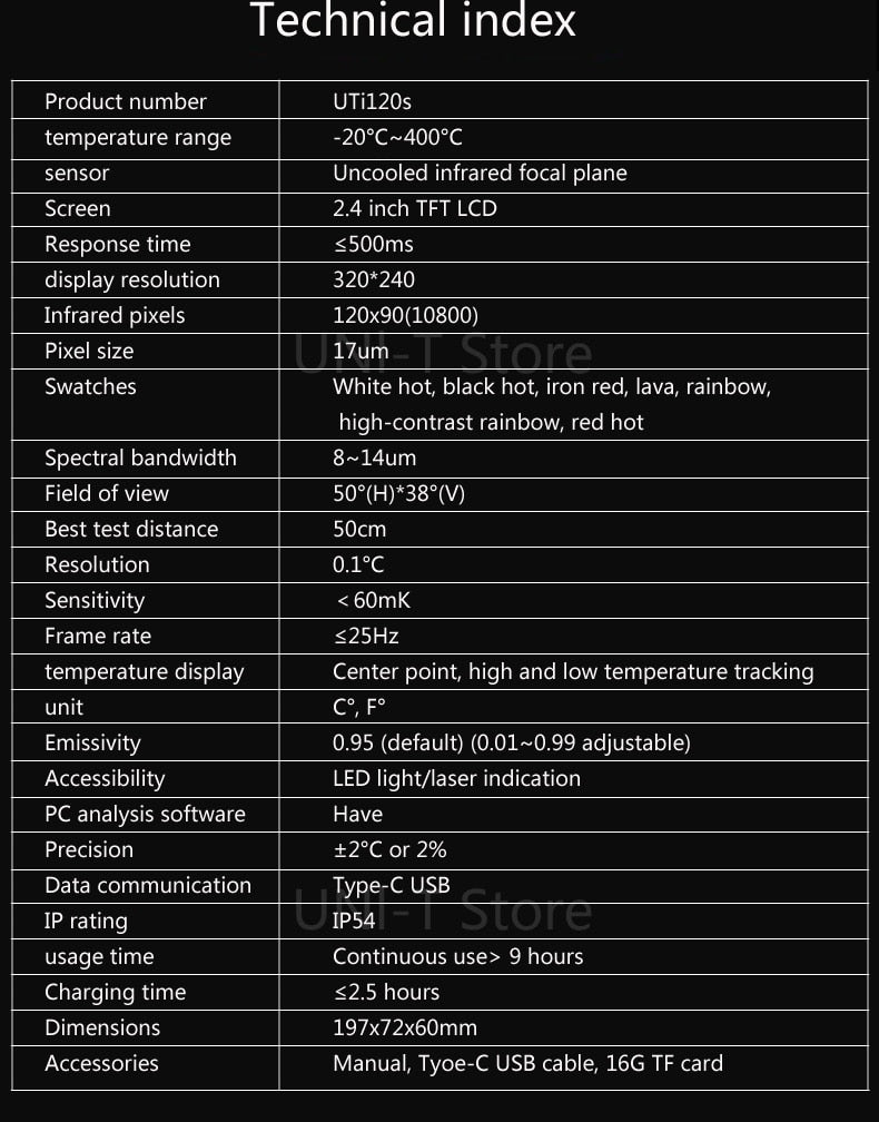 UNI-T UTi120S Infrared Thermal Imager PCB Circuit Industrial Testing Floor Heating Tube Testing Temperature Thermal Camera