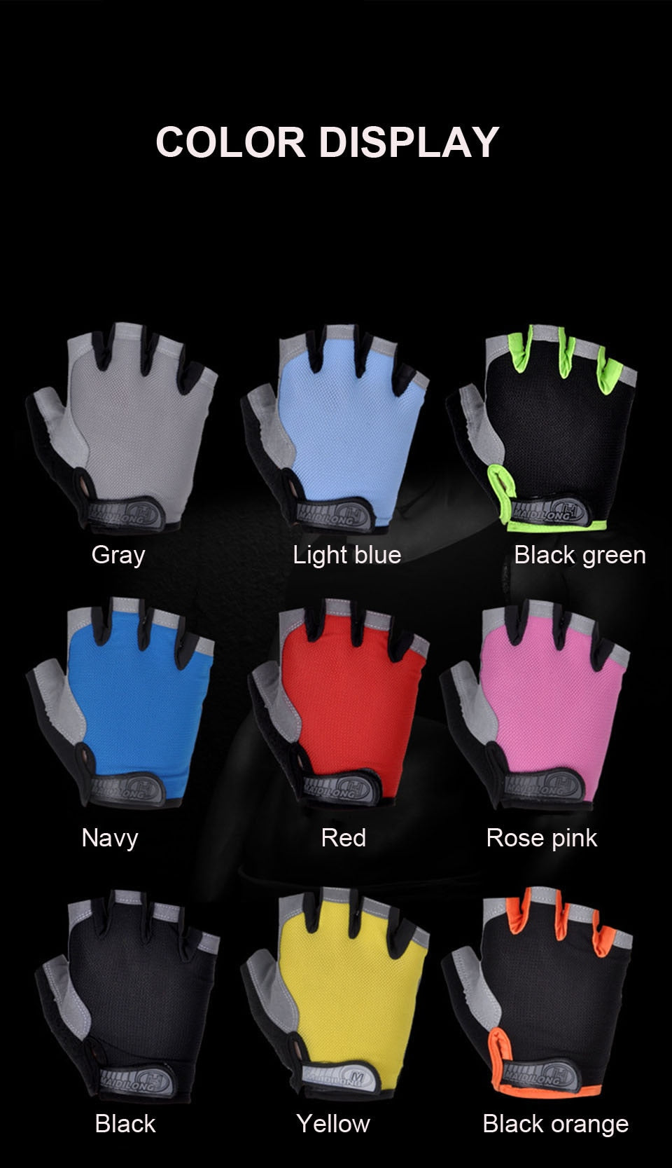 Anti-slip, Anti-sweat, Breathable Half Finger Sports Gloves for Men and Women.