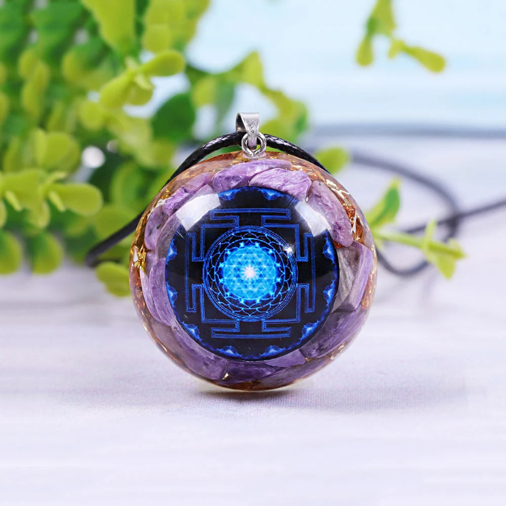 Chakra Orgonite Charoite Pendant