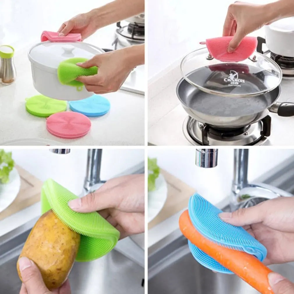 6Pcs Silicone Scouring Dish Washing Cleaning Pads