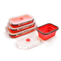 4Sizes/multicolor Silicone rectangle Collapsible Lunch Box or Food Storage Container.  Microwave safe