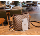 Plaid Mahjong Leather Shoulder Bag With Crossbody Sling Chain Strap.