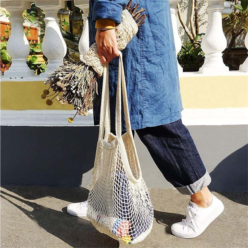 Reusable Cotton Mesh Produce Bags for Vegetables/ Fruit.
