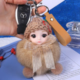 Pompom Cute Fluffy Plush Doll Keychains.