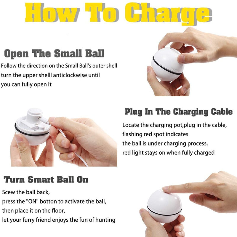 Benepaw USB Charging  360 Degree Self Rotating Nontoxic Ball With LED Light.