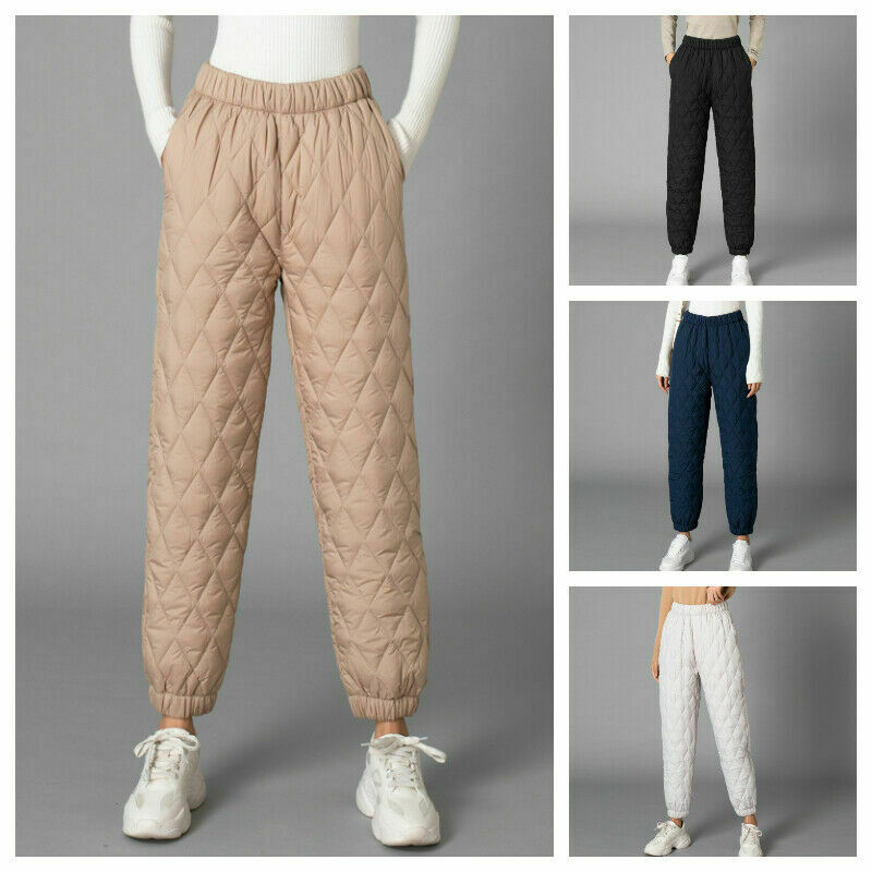 Warm Elastic Waist Cotton Quilted Pants.