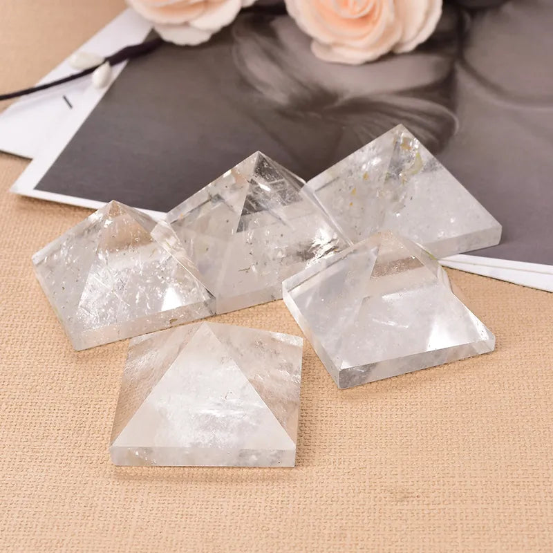 Natural Crystal Clear Quartz Reiki Pyramid Stone