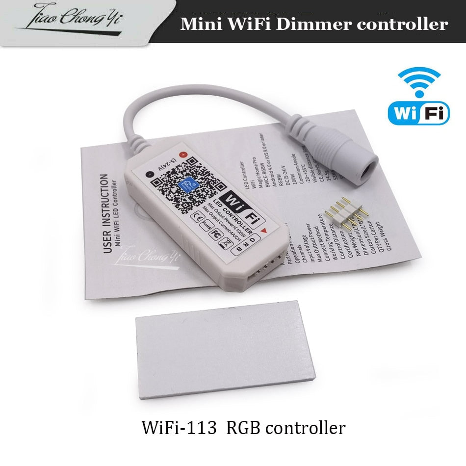 Smartphone Control Mini RGB RGBW WiFi Controller DC12V-24V For Led Multicolor Strip Panel Light.