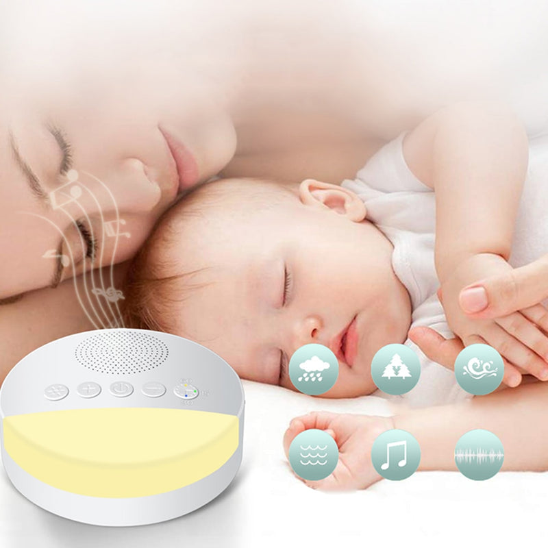 White Noise Machine With USB Rechargeable, Night Light And Timer For Automatic Shutdown.