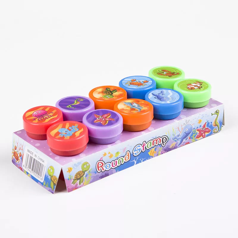 Children's 10pcs Assorted Self-ink Stamps For Scrapbooking Or Crafts.