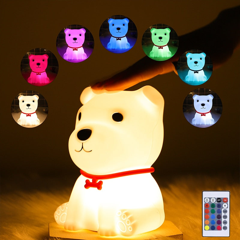 LED silicone night Lights USB rechargeable. Touch sensor or remote control. 7 different colors.