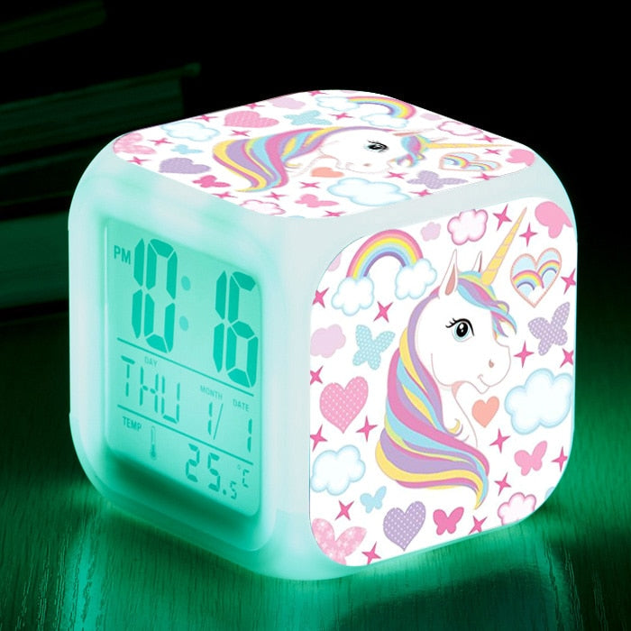 LED digital unicorn alarm clock and light.