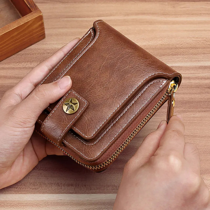 Men's Pu Leather Wallet With Zipper.