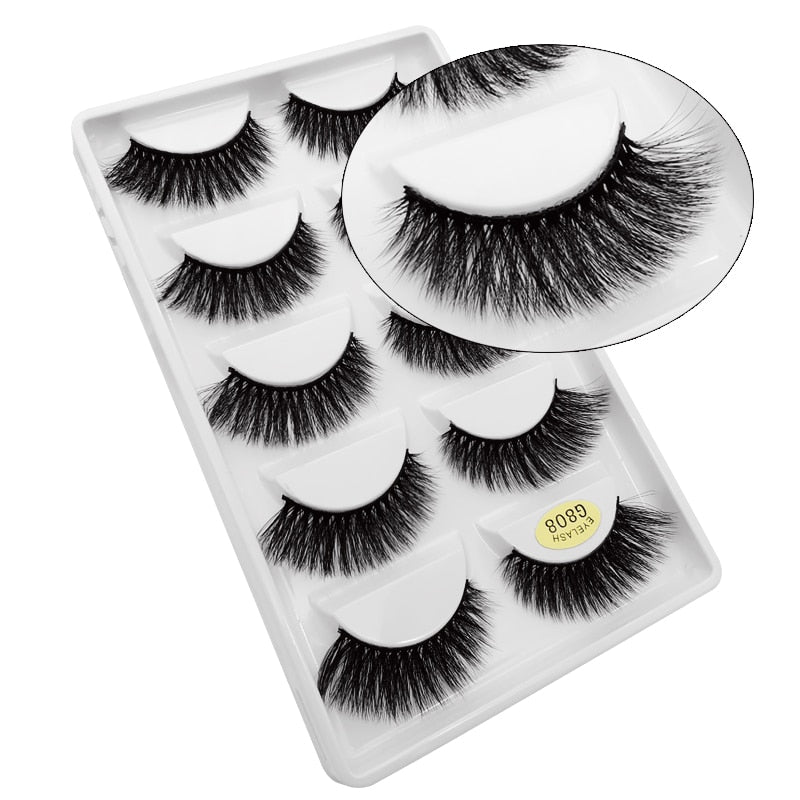 5 Pairs Multipack 3D Mink False Eyelashes.