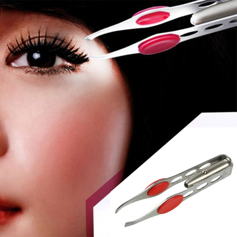 1pc Stainless Steel LED eyebrow tweezer.