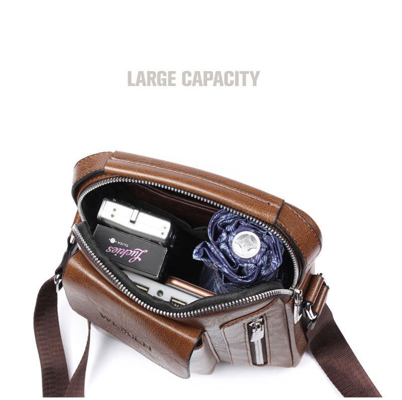 WEIXIER Men's Crossbody Multi-function Leather Bag.