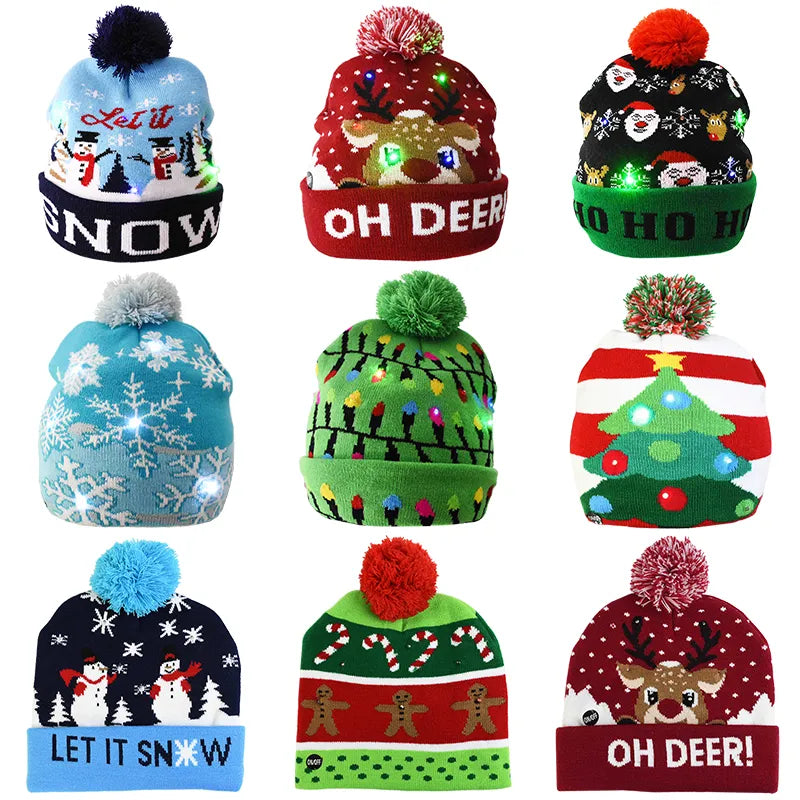 Children's LED Knitted Christmas Beanie hats.