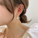 Lady's Elegant Pearl Pendant Earrings