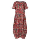 Women's ZANZEA Summer Bohemian Long, Short Sleeve Floral Print Sundress.