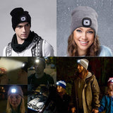 Unisex USB rechargeable warm beanie hat.  Great for night walking.