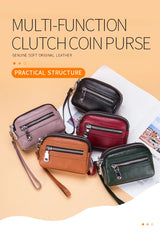 Women's Genuine Leather  Double Zipper Purse