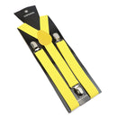 Leather Suspenders With Elastic Adjustable Straps.  Comes in a variety of solid Colors.