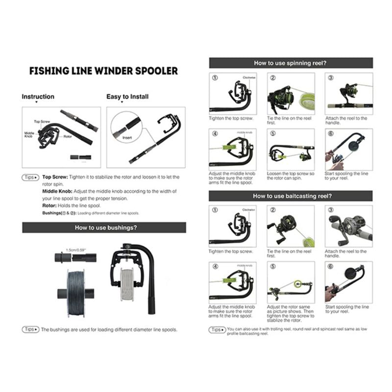 Portable fishing line winder. Lets you manually wind fishing line or coil.