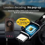TODN type C to 3.5 mm jack aux Silver audio USB cable  32bits/384khz Suitable for car, earphones