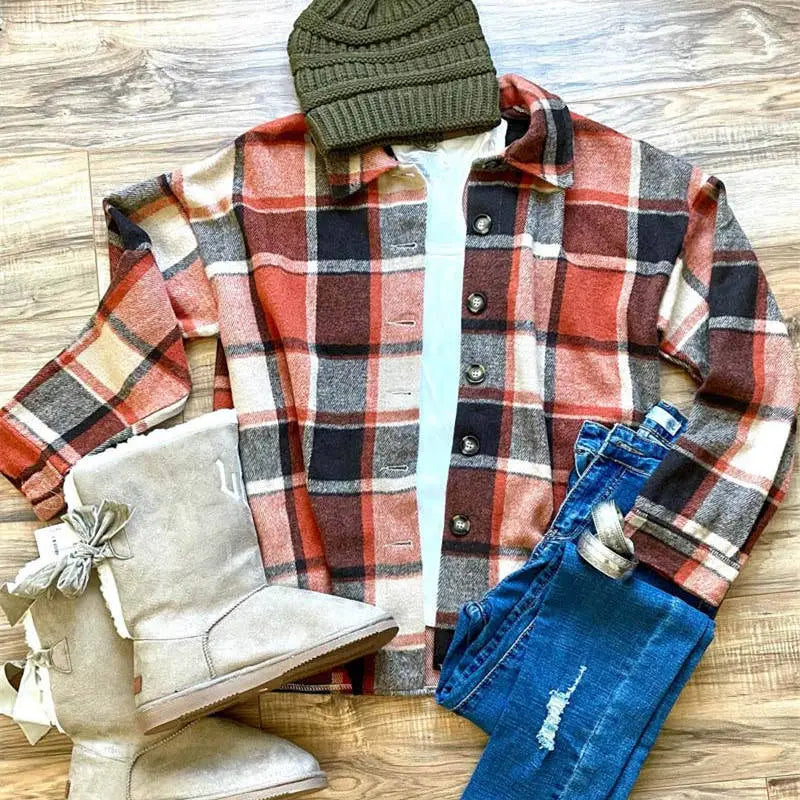 Women's Autumn Plaid Jacket.