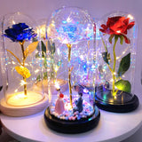 Christmas Or Valentines LED Foil Flower With Fairy String Lights In Enclosed Dome