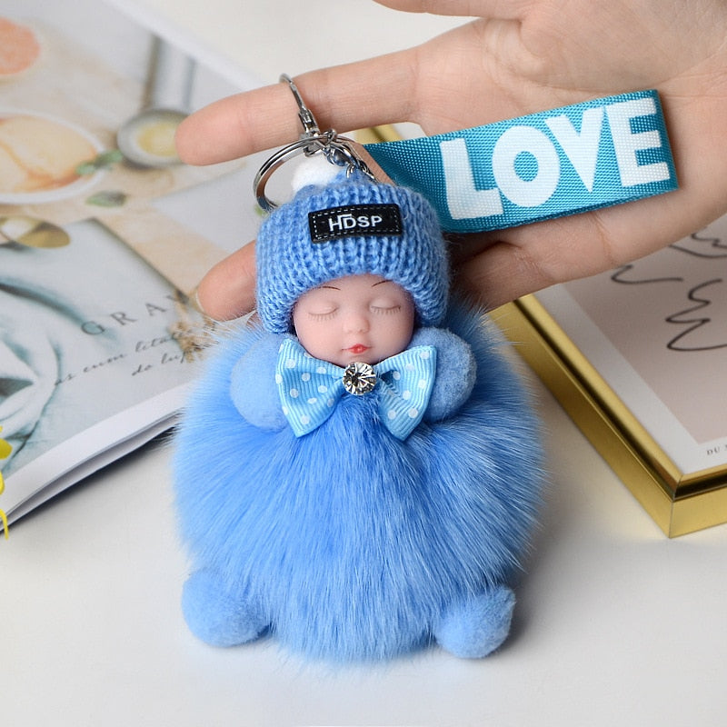 Pompom Cute Fluffy Plush Doll Keychains.