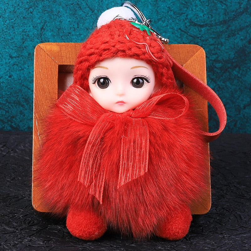 Pompom Cute Fluffy Plush Doll Keychains.