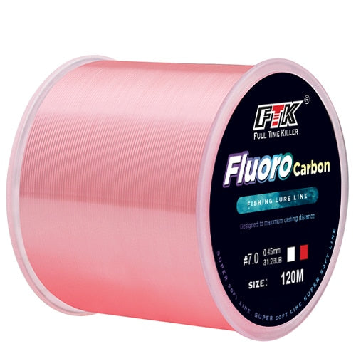 120M Fluorocarbon carbon fiver coated fishing Line 0.20mm-0.60mm 7.15LB-45LB.