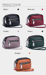 Women's Genuine Leather  Double Zipper Purse