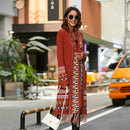 CGYY Long Sleeve Knitted Plaid Open Front Sweaters with Fringe Tassel.