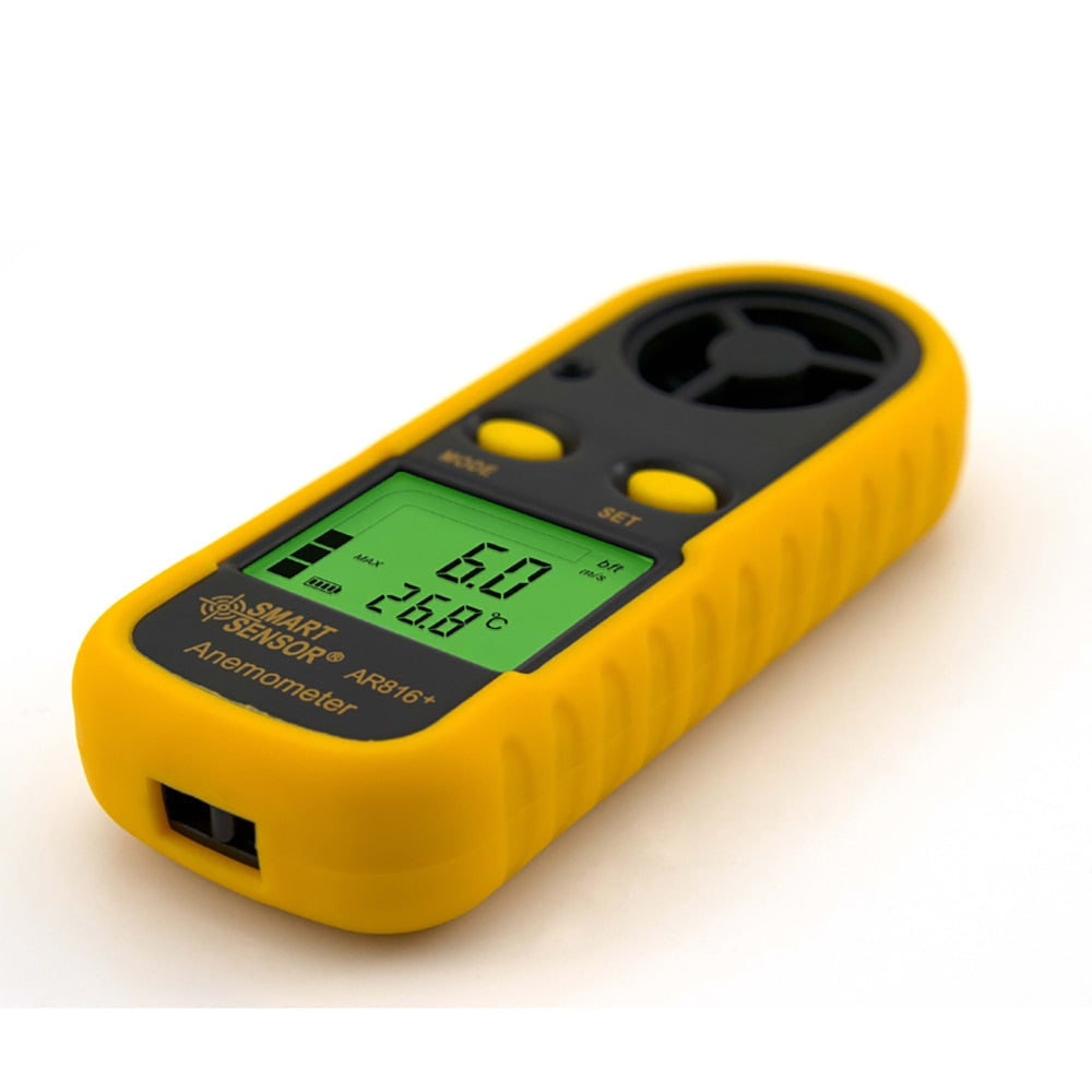 Hand held LCD backlight digital Anemometer 0-30m/s Air Wind Speed and temperature tester.