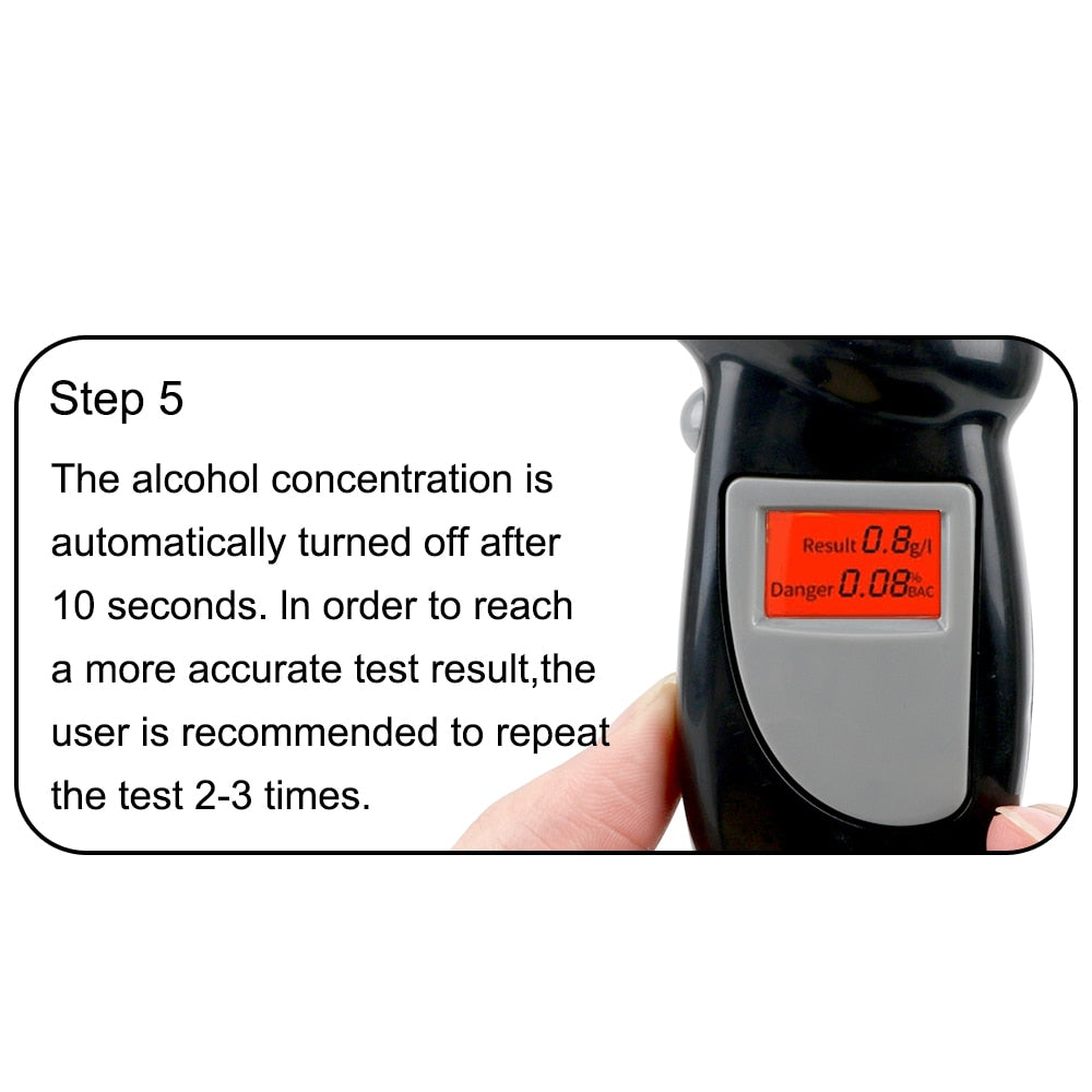 Handheld digital back light breathalyzer