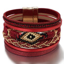 Amorcome Miyuki Leather Wide band Bracelets.