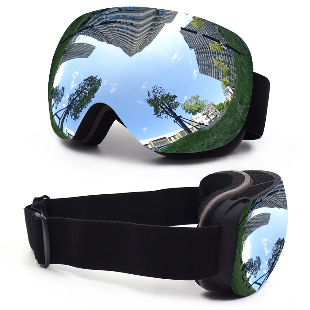 Double Layer, Anti-Fog UV400 Ski Goggles with Case.