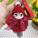 Pompom Cute Fluffy Plush Doll Keychains.