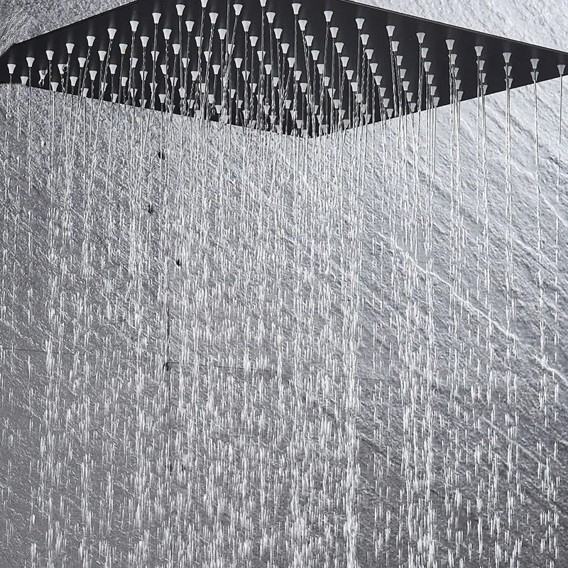 16 Inch Stainless Steel /Black Square Rainfall Shower Head