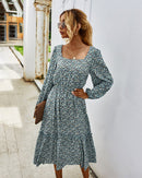 Elegant Ladies Long Sleeve Flower patterned Dress.