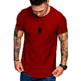 Men's Longline Curved Hem Short Sleeve T-Shirt Size M-3XL