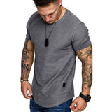 Men's Longline Curved Hem Short Sleeve T-Shirt Size M-3XL