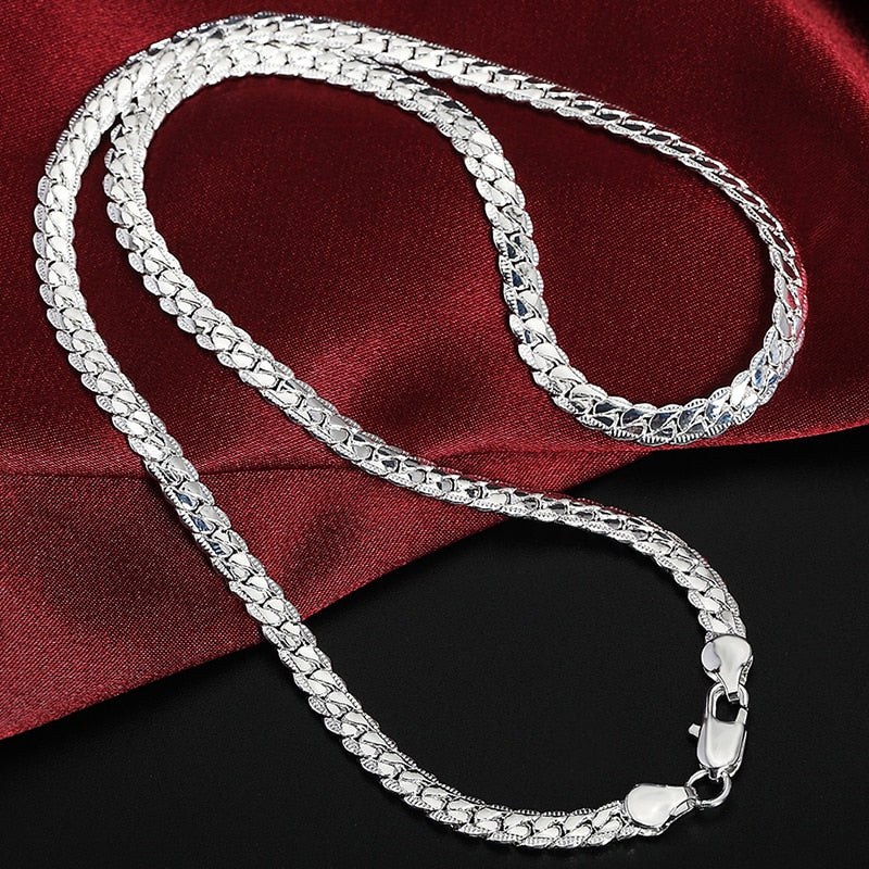 DOTEFFIL 925 Sterling Silver 8/16/18/20/22/24 Inch. 6mm bracelet chain.