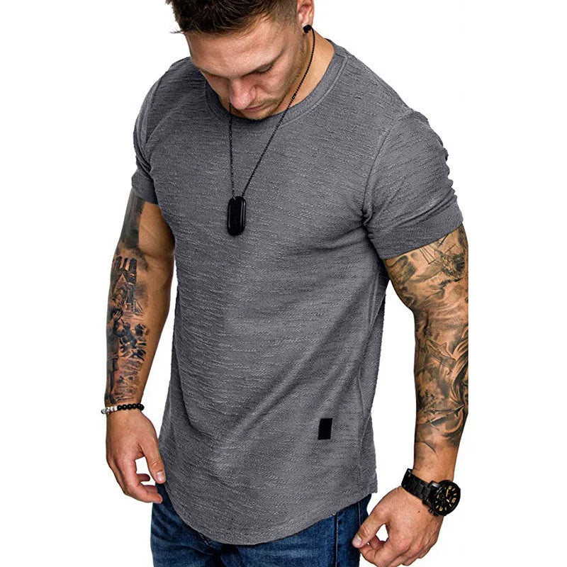 Men's Short Sleeve Longline Curved Hem T Shirt With Plus Sizes M-3XL